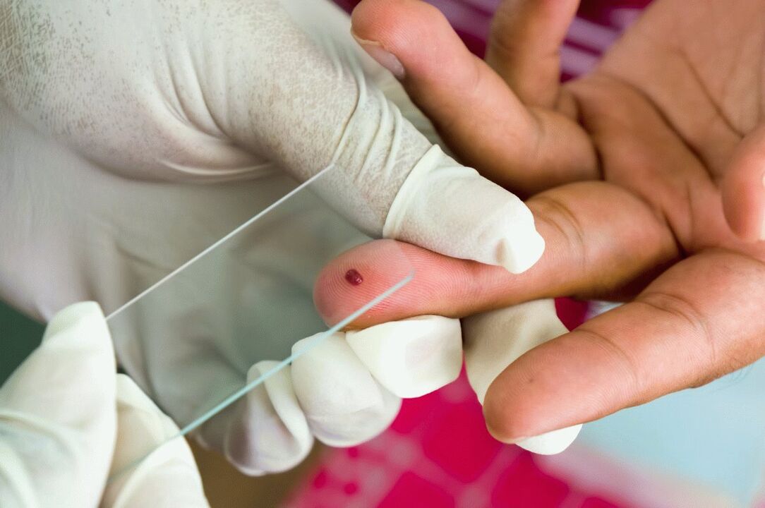Blood test with finger